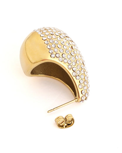 18kt Gold Plated CZ Teardrop Bold Stud Earring