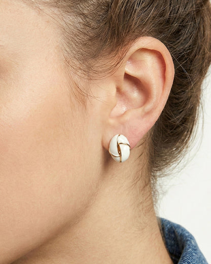 Genz 18kt Gold Plated Enamel Oval Bold Stud Earring
