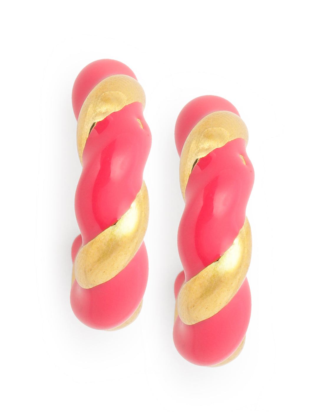 Genz 18kt Gold Plated Enamel Half Hoop Earring