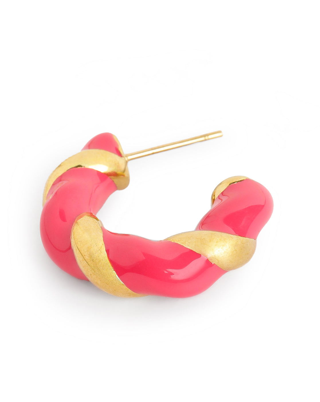 Genz 18kt Gold Plated Enamel Half Hoop Earring