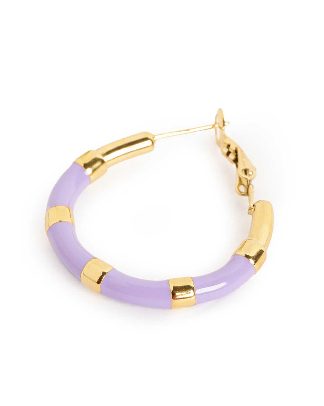 Genz 18kt Gold Plated Enamel Hoop Earring
