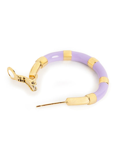 Genz 18kt Gold Plated Enamel Hoop Earring