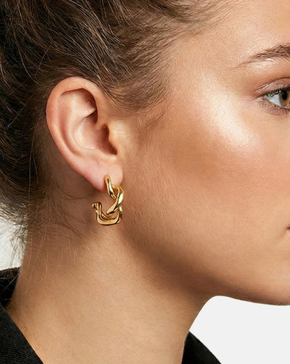 Genz 18kt Gold Plated Contemporary Half Hoop Earring