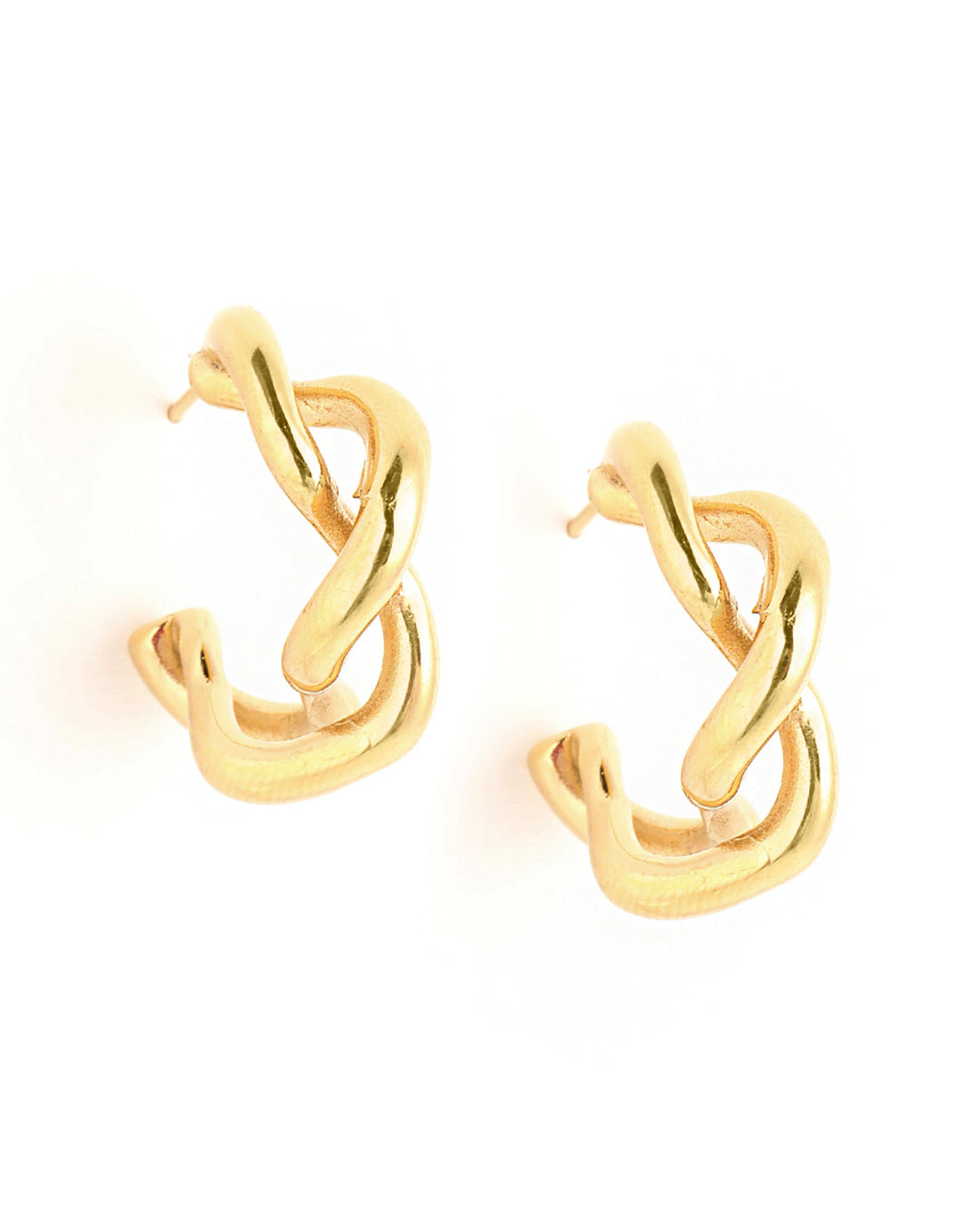Genz 18kt Gold Plated Contemporary Half Hoop Earring