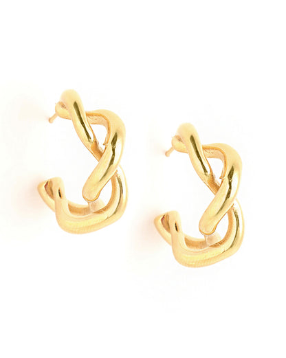 Genz 18kt Gold Plated Contemporary Half Hoop Earring