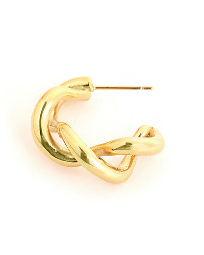 Genz 18kt Gold Plated Contemporary Half Hoop Earring