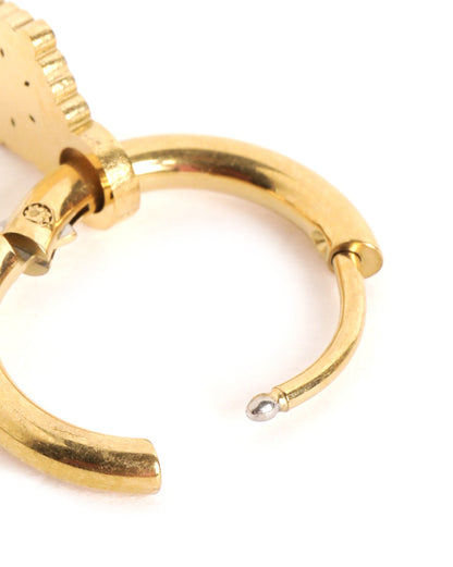 Genz 18kt Gold Plated Enamel Snowflake Mini Hoop Earring