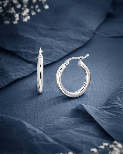 Rhodium Plated Circular Hoop Earring