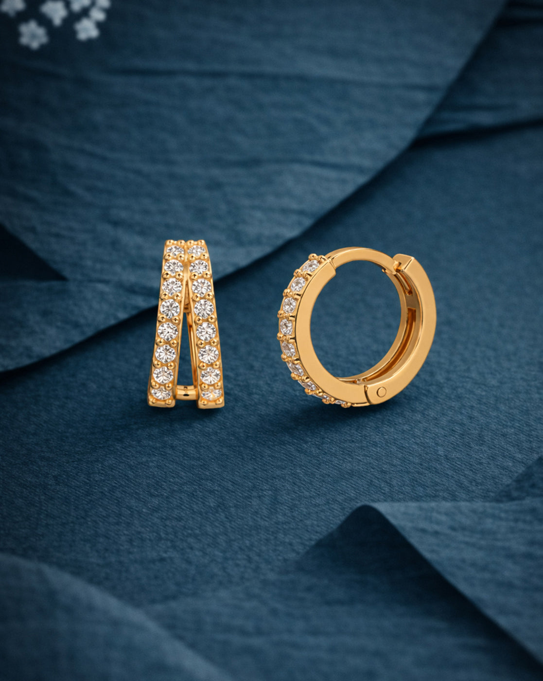 18kt Gold Plated CZ Embellished Mini Hoop Earring