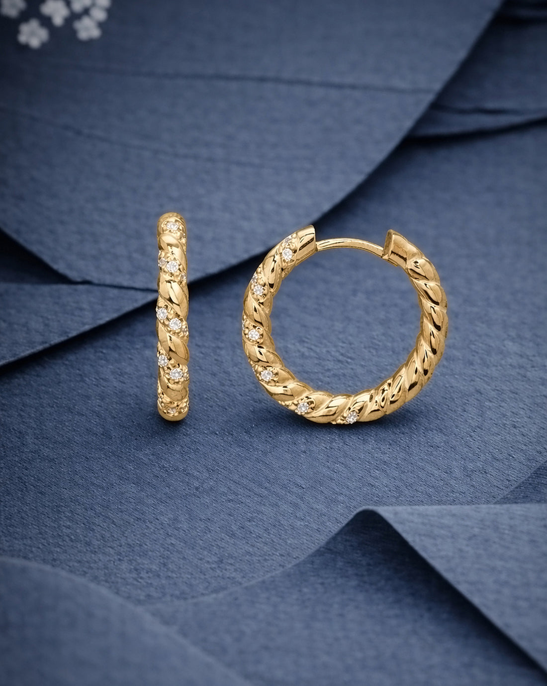 18kt Gold Plated CZ Hoop Earring