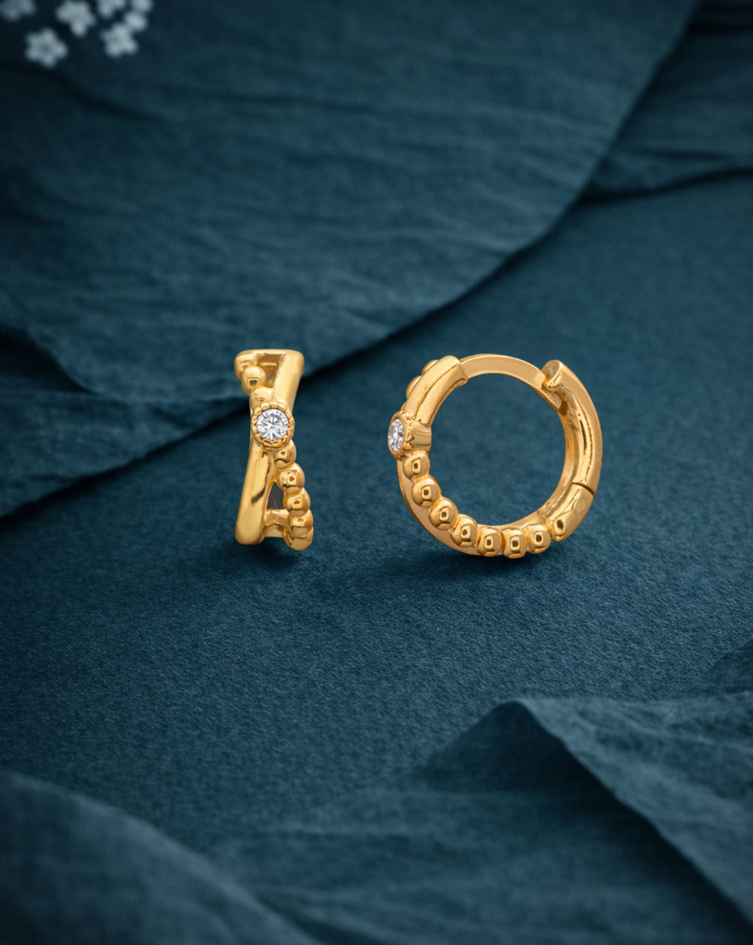 18kt Gold Plated CZ Mini Hoop Earring