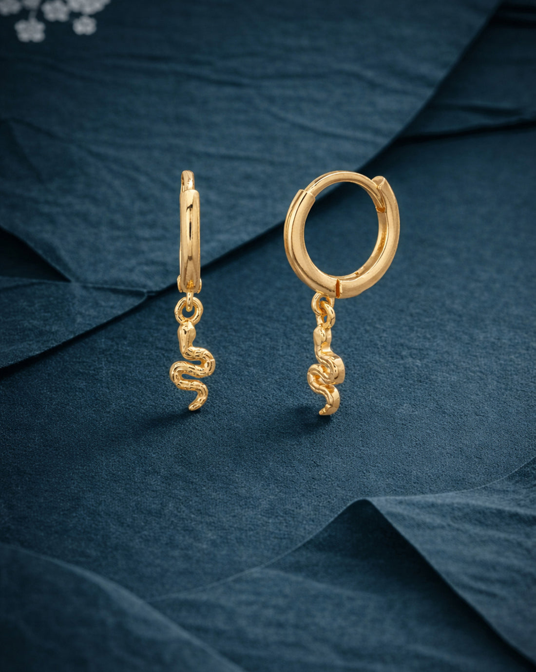18kt Gold Plated Dangling Snake Hoop Earring