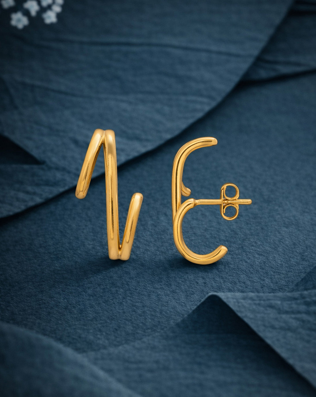 18kt Gold Plated Contemporary Stud Earring