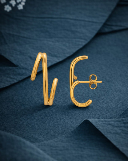 18kt Gold Plated Contemporary Stud Earring