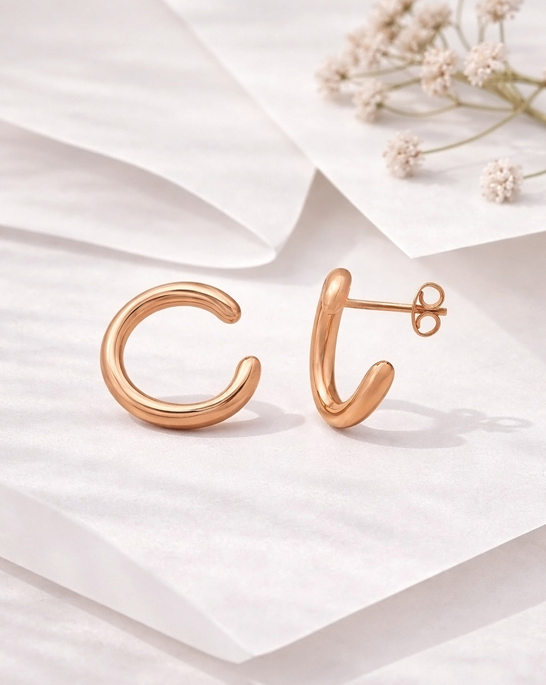 18kt Rose Gold Plated Contemporary Stud Earring