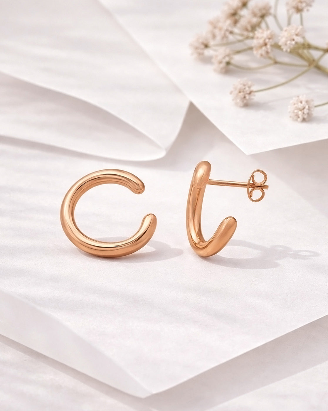 18kt Rose Gold Plated Contemporary Stud Earring