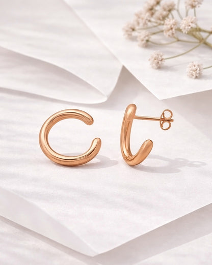 18kt Rose Gold Plated Contemporary Stud Earring