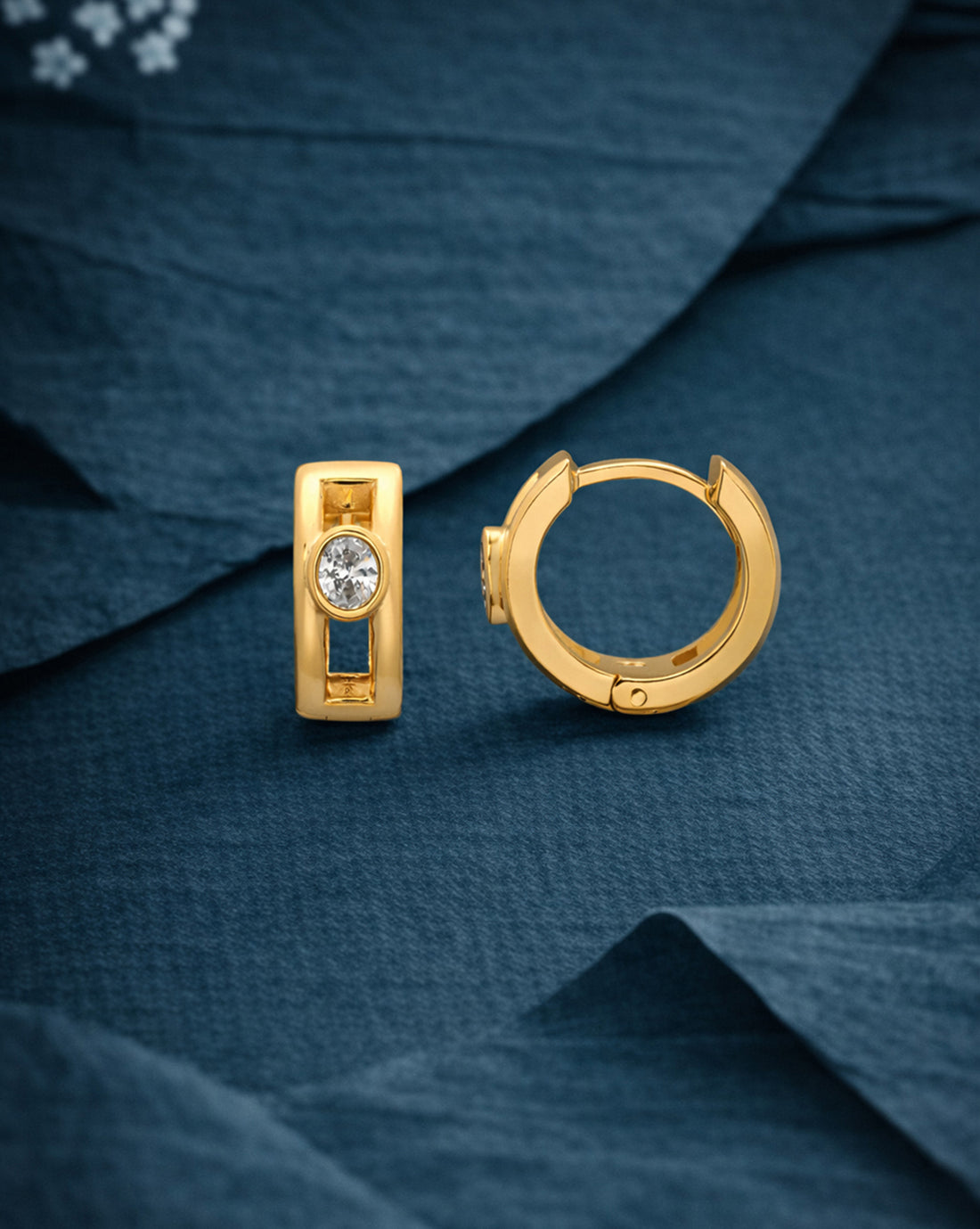 18kt Gold Plated CZ Circular Hoop Earring