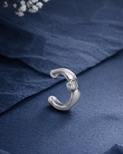 Rhodium Plated CZ Ear Cuff Earring