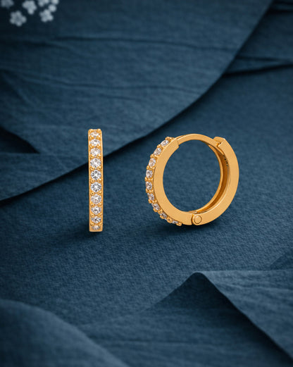 18kt Gold Plated CZ Hoop Earring