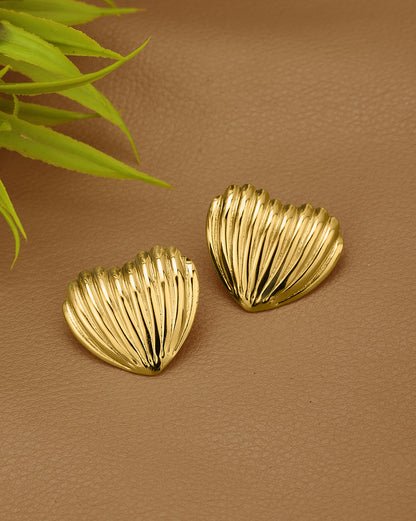 Gold Plated Bold Heart Stud Earring