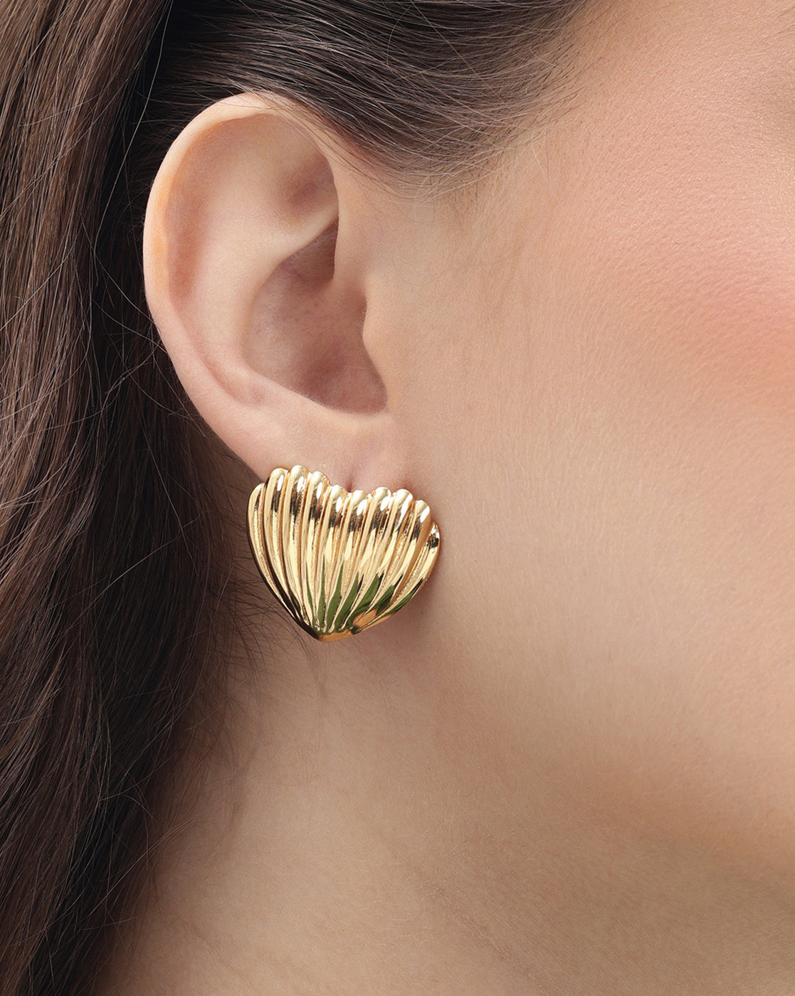 Gold Plated Bold Heart Stud Earring