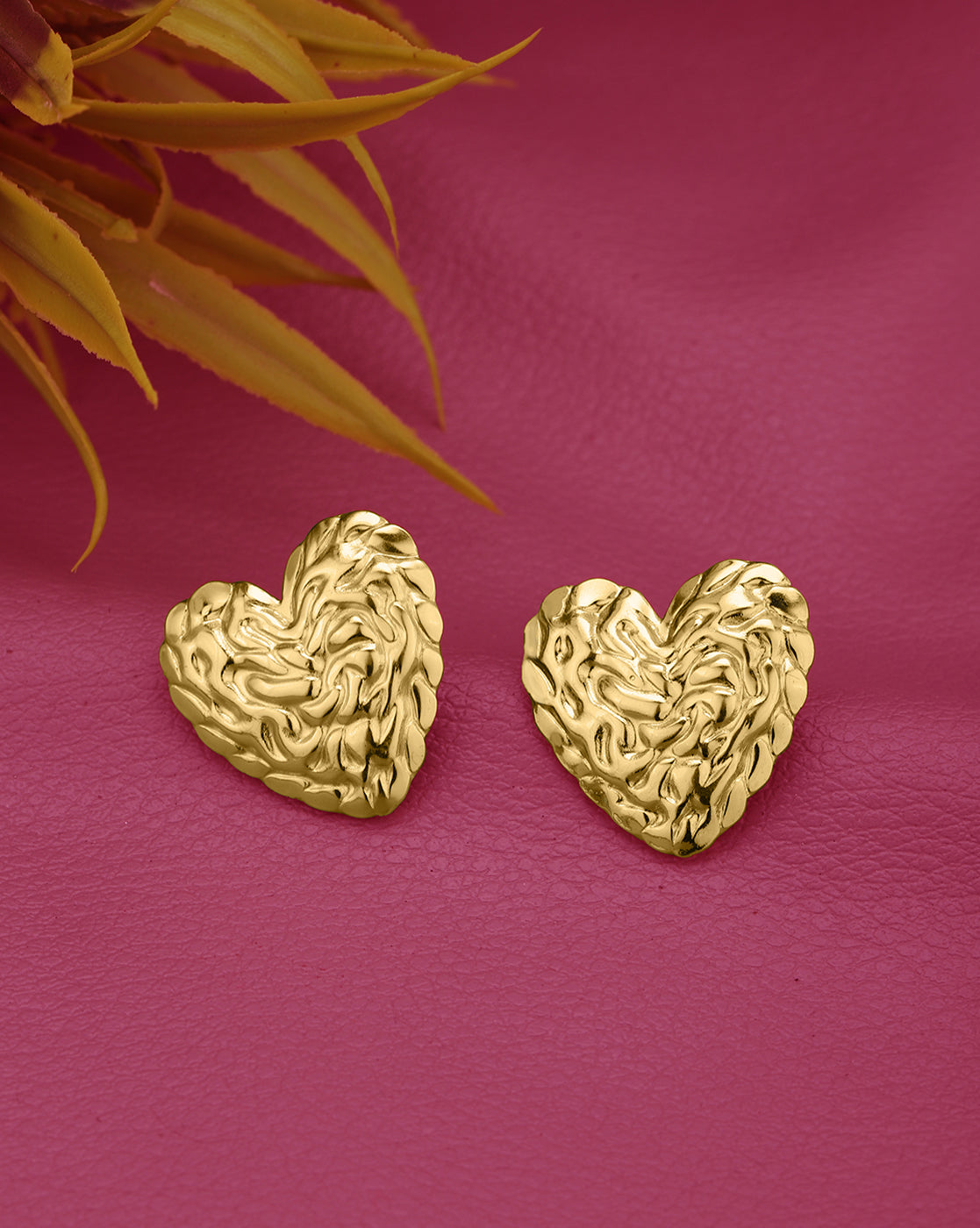 Gold Plated Bold Heart Stud Earring