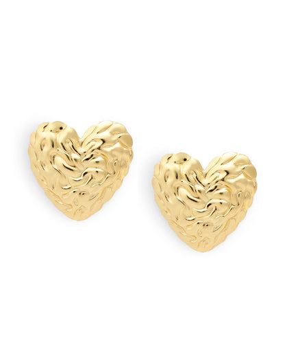 Gold Plated Bold Heart Stud Earring