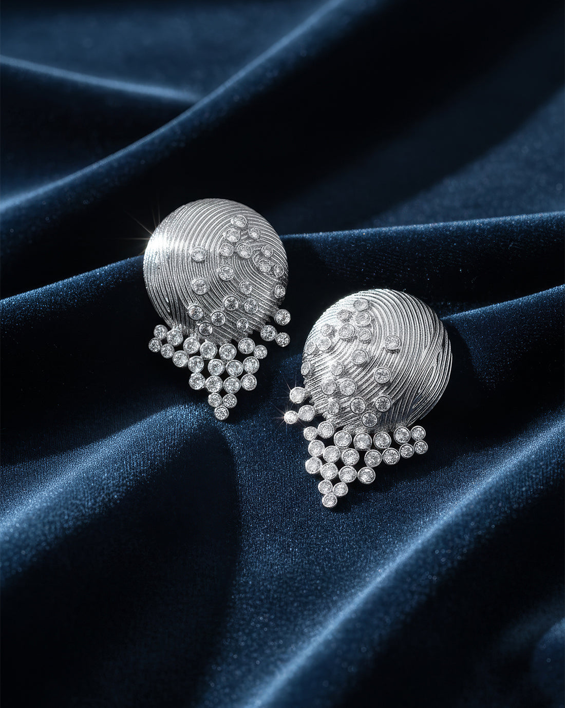 Premium Silver Plated CZ Contemporary Bold Stud Earring