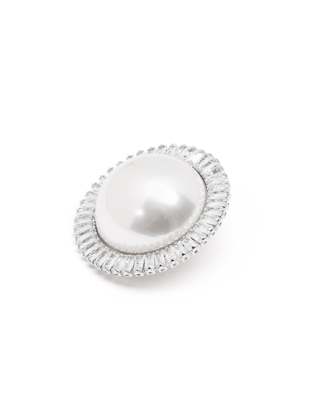 Premium Silver Plated CZ and Pearl Bold Stud Earring