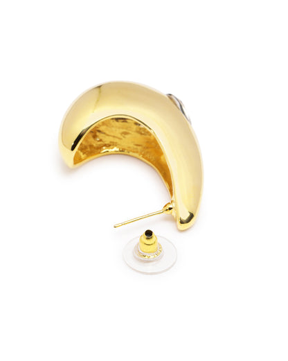 Premium 18kt Gold Plated CZ Half Hoop Earring