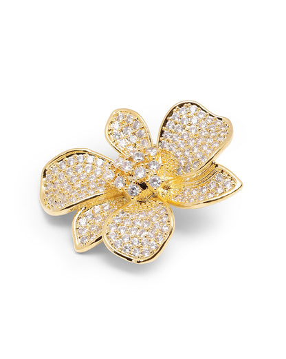 Premium 18kt Gold Plated CZ Floral Bold Stud Earring