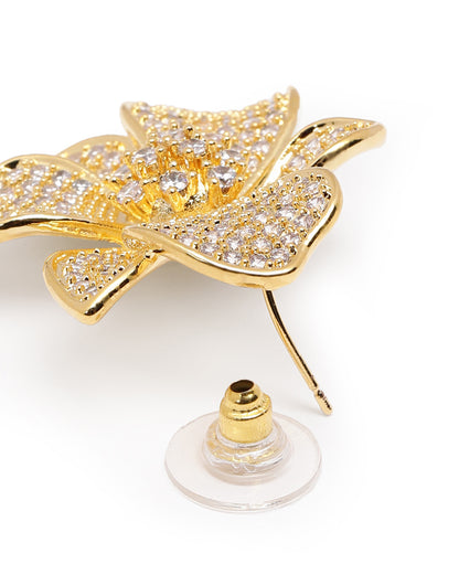 Premium 18kt Gold Plated CZ Floral Bold Stud Earring