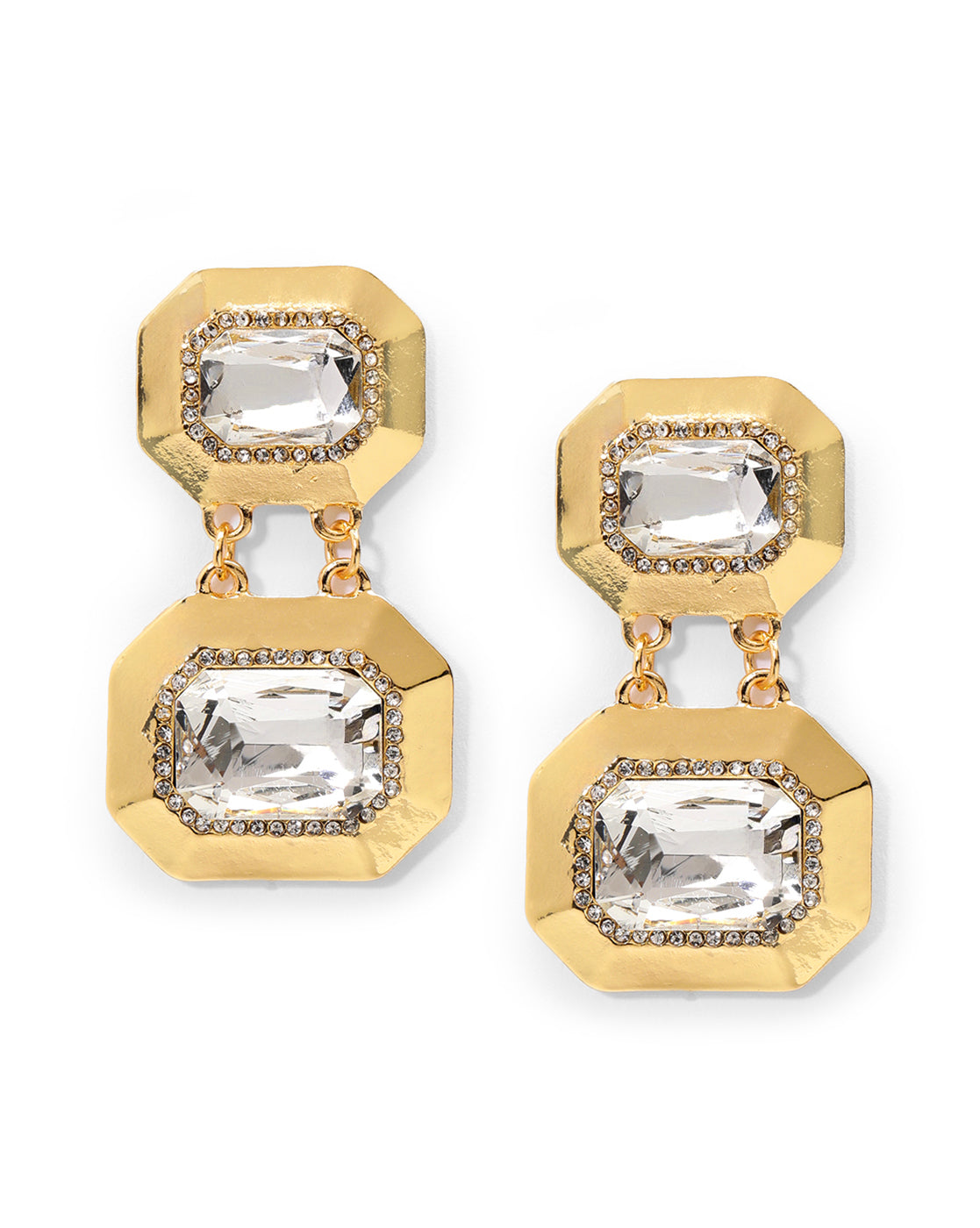Premium 18kt Gold Plated CZ and Crystal Drop Earring