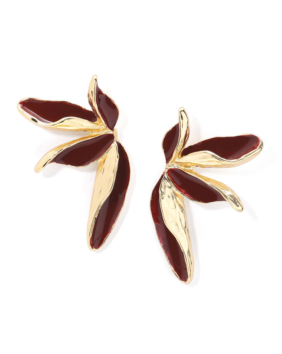 Premium 18kt Gold Plated Red Enamel Contemporary Drop Earring