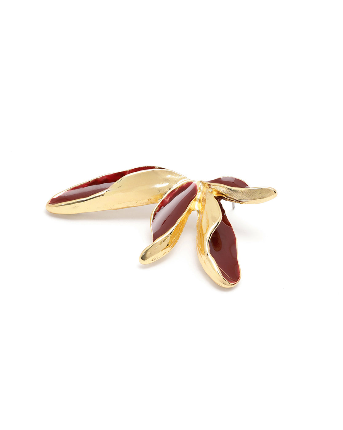 Premium 18kt Gold Plated Red Enamel Contemporary Drop Earring