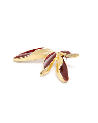 Premium 18kt Gold Plated Red Enamel Contemporary Drop Earring