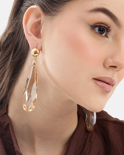 Premium 18kt Gold Plated Dangling Crystal Drop Earring