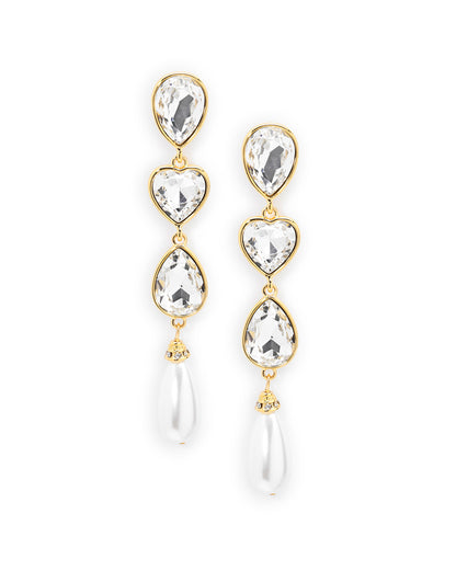 Premium 18kt Gold Plated Crystal and Pearl Drop Earring
