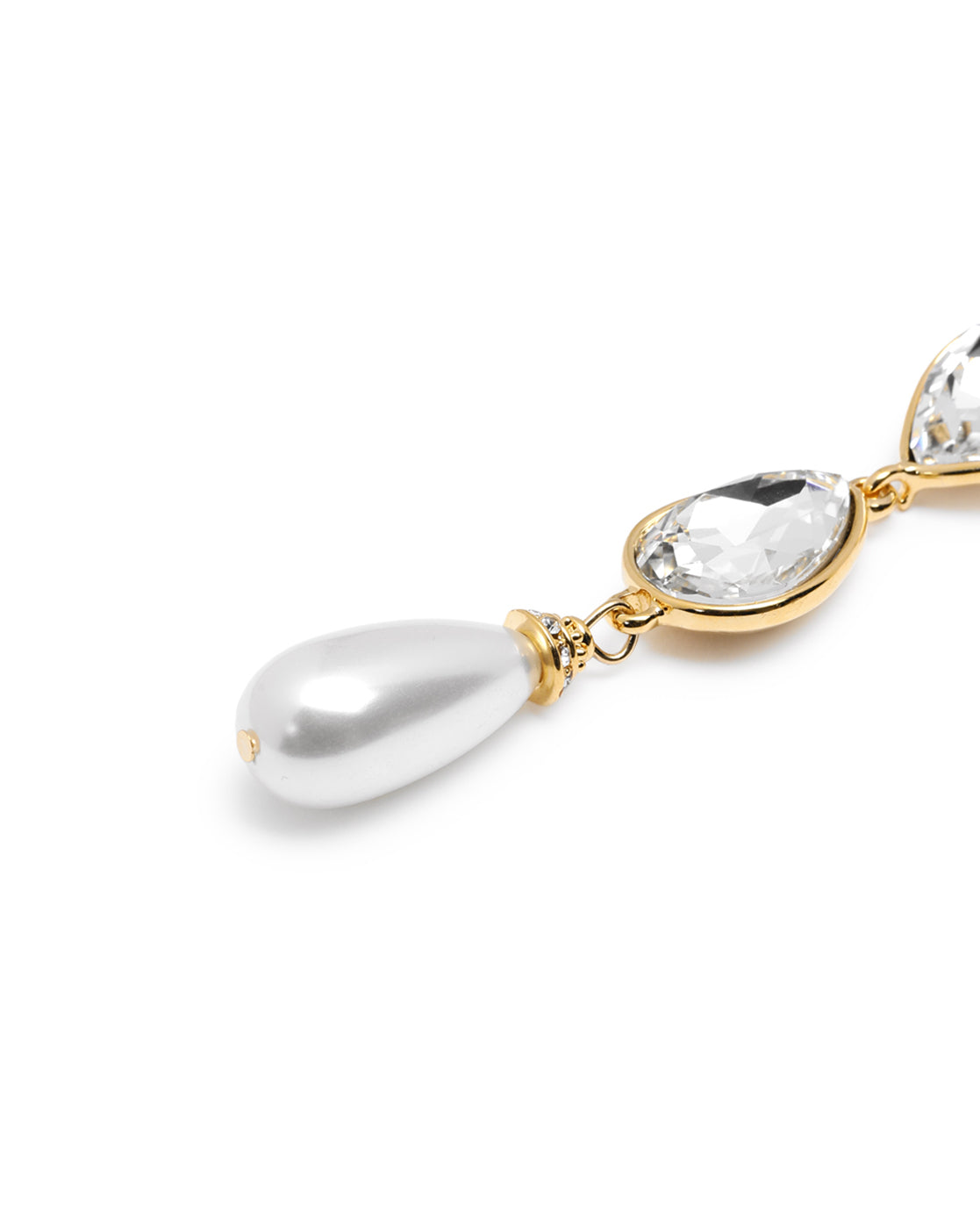 Premium 18kt Gold Plated Crystal and Pearl Drop Earring