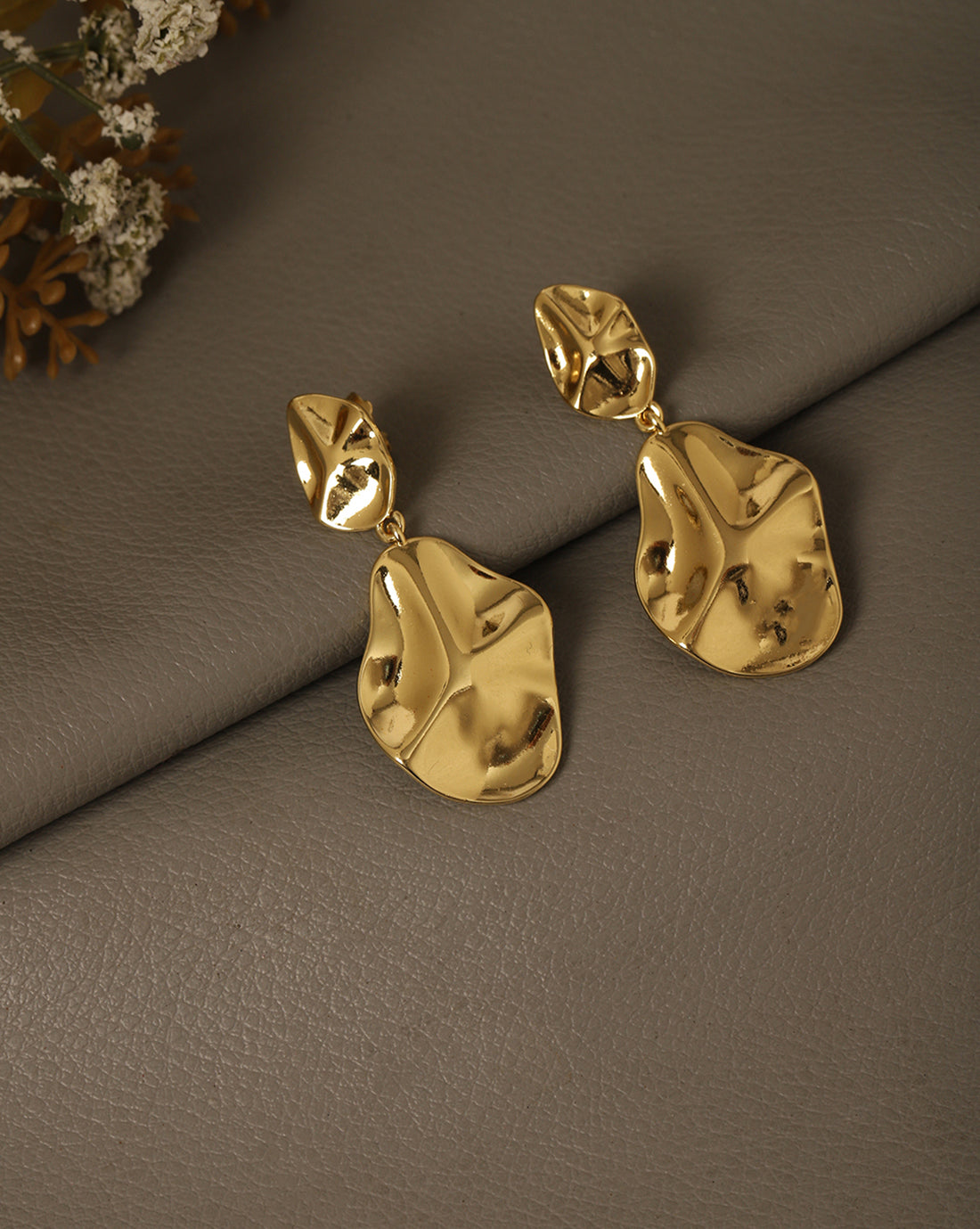 18kt Gold Plated Contemporary Drop Earring