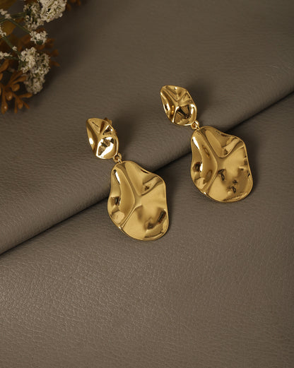 18kt Gold Plated Contemporary Drop Earring
