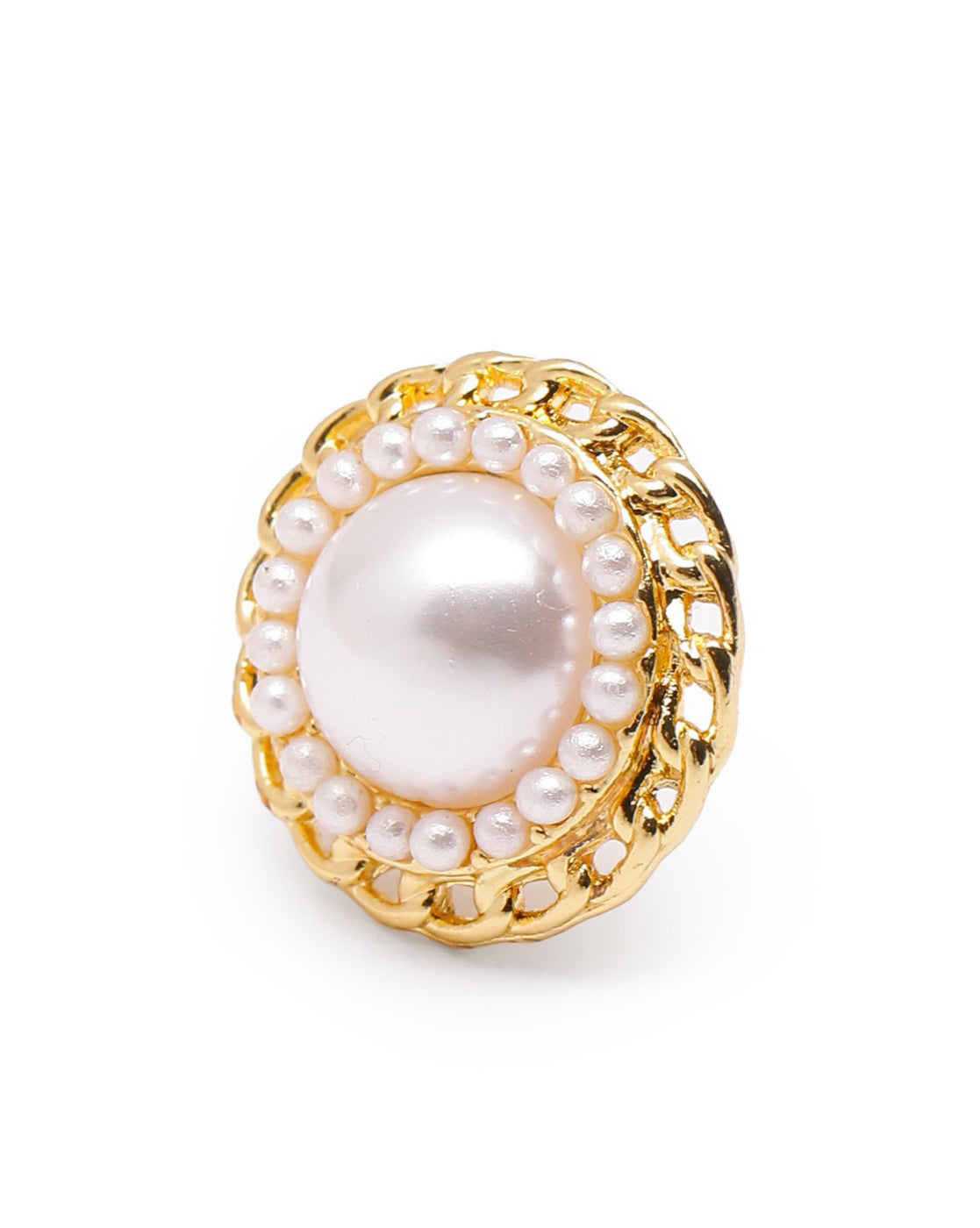 18kt Gold Plated Pearl Circular Stud Earring