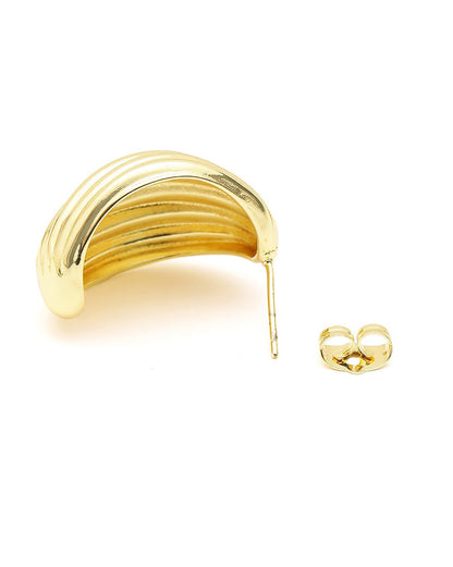 18kt Gold Plated Contemporary Half Hoop Earring