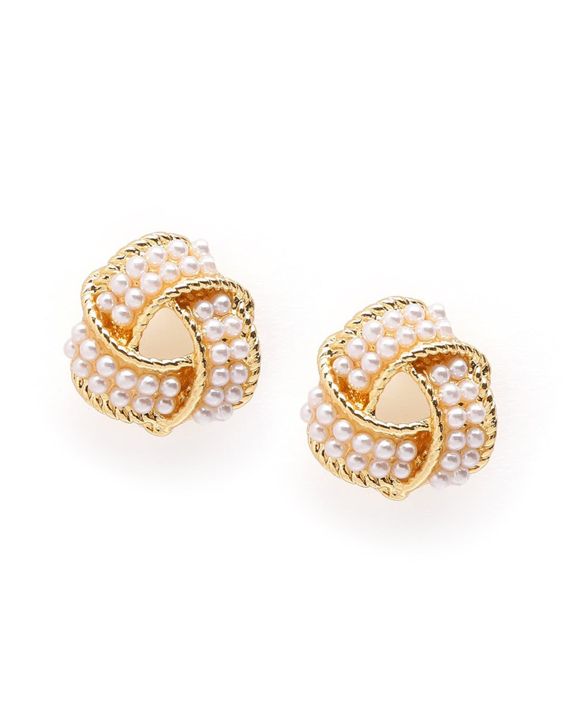 18kt Gold Plated Pearl Love Knot Stud Earring