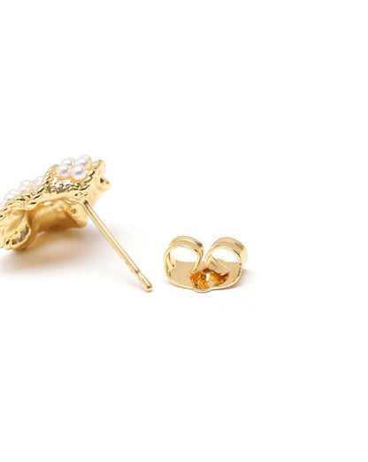 18kt Gold Plated Pearl Love Knot Stud Earring