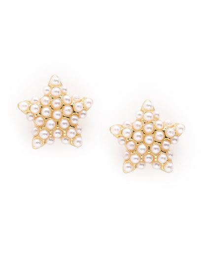 18kt Gold Plated Pearl Star Mini Stud Earring
