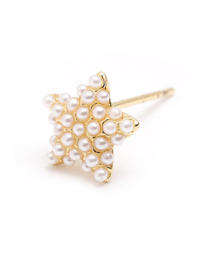 18kt Gold Plated Pearl Star Mini Stud Earring