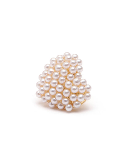 18kt Gold Plated Pearl Heart Stud Earring