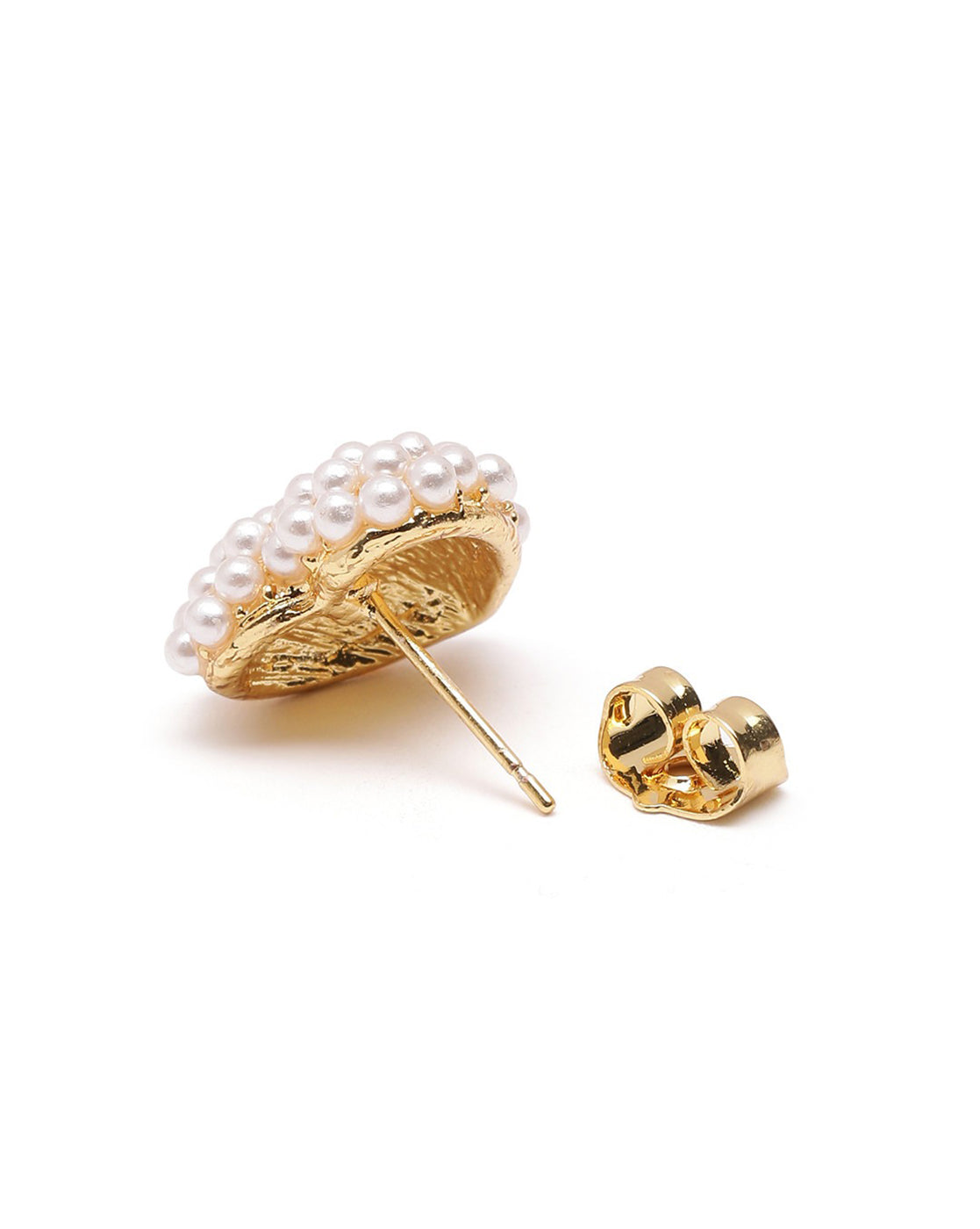 18kt Gold Plated Pearl Heart Stud Earring